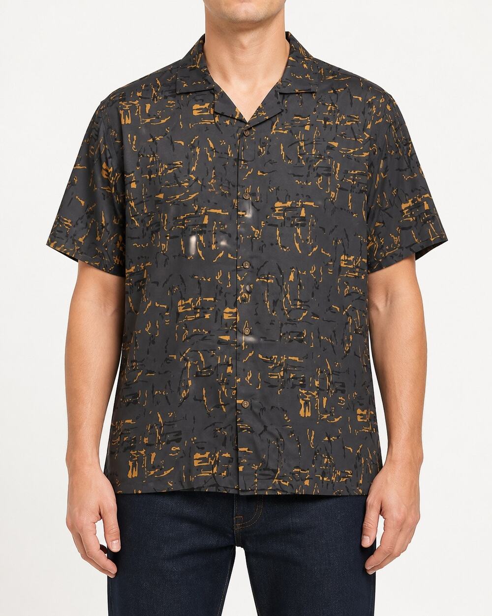 NEW Silver Stone Shirt Mens 3XL Charcoal Orange Hawaiian Short Sleeve Casual